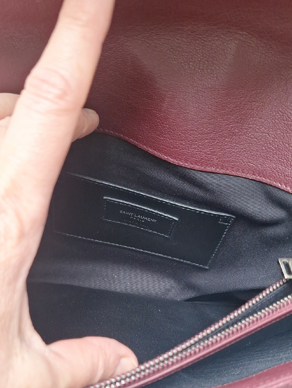 Saint Laurent YSL Chevron College Bag Burgundy Aged Black Hardware Large Size - Picture 15 of 16